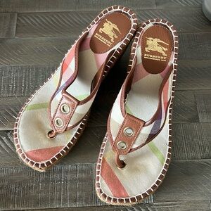 Burberry Plaid Wedge Sandals